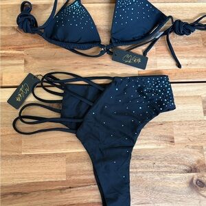 Black Bikini with Rhinestone Accents